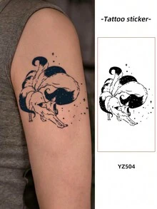 1pc Waterproof Fake Tattoo Sticker, PVC Imitation Tattoo Personalized Style, Suitable For Hands & Legs Daily Use For Men & Women - Grey - View 1