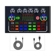 F009 专业无线直播音频卡设备 蓝牙连接 BM-800 麦克风套装 DJ 音控设备 音频混音器带声音转换器/混音器控制 直播增添氛围 网络直播设备 用于音乐唱歌游戏直播 - F009 單獨設備 - 查看 12