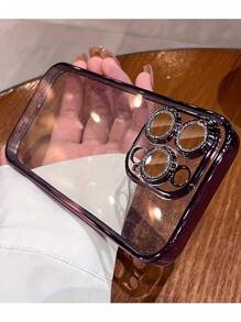 Clear Phone Case IPhone 16 1pc Glitter Full Coverage Electroplated Phone Case Compatible With IPhone 11, 15 Pro Max, 14 Pro Max Waterproof Shockproof Anti-Fall Scratch Resistant - Pink - View 6