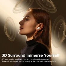 Toocki EJ05 无线耳机 TWS 蓝牙 5.3 耳机迷你 3D 高保真立体声耳塞带麦克风适用于手机 Android - 米色 - 查看 4