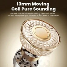 Toocki EJ05 无线耳机 TWS 蓝牙 5.3 耳机迷你 3D 高保真立体声耳塞带麦克风适用于手机 Android - 米色 - 查看 2