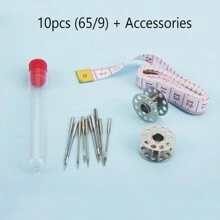 100 قطعة إبر ماكينة خياطة وملحقاتها ، تناسب جميع ماكينات الخياطة مثل سنجر وبرذر وجانوم وفارماكس ، بمقاسات إبر HAX1 65/9 ، 75/11 ، 90/14 ، 100/16 ، 110/18 (ألوان وأنماط عشوائية لصندوق التخزين والمسطرة)