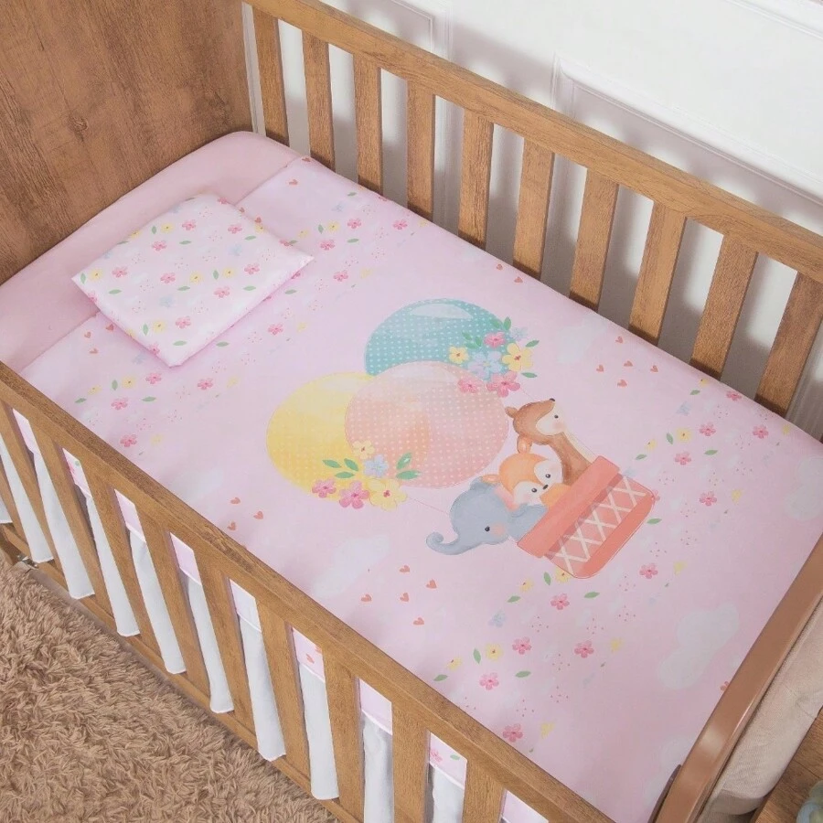 American National Standard Crib Sheet Set 3 Pieces Full Deluxe Girl Boy Premium Elastic Sheet Cotton Pillowcase - 粉色 - 查看 1
