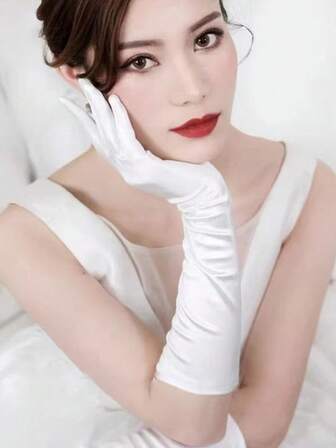 1 Pair Of Bridal Wedding Long Gloves, White Elbow-Length Wedding Gloves, Bridesmaid Wedding Arm Decoration, Romantic And Elegant Photography Dress Props, Ladies Wedding Lawn Wedding Decoration, Festival Performance, Banquet, Wedding Dance, Etc. Fall Clothes For Women