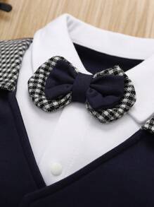 男婴长袖连体衣，配可爱领结，绅士风格，适合圣诞节