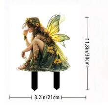 1 st 2D akryl bevingad Fairy Garden Stake, Multipurpose Fairy-tema trädgårdskonst, krukväxt dekor statyett, trädgårdsdekoration - Flerfärgad - Visa 3
