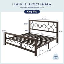 Allewie Metal Platform Bed Frame With Modern And Vintage Style Headboard, No Box Spring Need,Easy Assembly, Noise-Free In Brown/Black * Bed Frame Queen Queen Bed Frame Bed Frame Full Full Size Bed Frame King Size Bed Frame Twin Bed Frame Room Decor Home Decor Christmas Decor Bedroom Decor Valentine Day Decor Storage Living Room Decor Furniture House Decor - Cà phê nâu - Xem 11