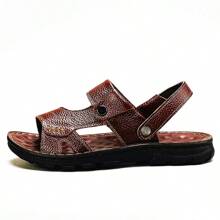 Leren sandalen voor heren met open neus, dual-wear modieuze casual strandschoenen met dikke antislipzool, comfortabel - Bruin - Bekijken 5