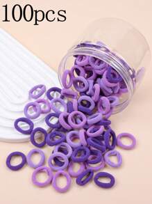 100 piezas Sujetadores de pelo elásticos altos para niños, bandas de pelo de colores de caramelo para niñas con coleta, accesorios para peinados diarios - Multicolor - Ver 13