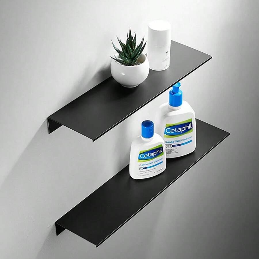 30-50厘米拉丝金黑白浴室收纳架，现代浴室壁挂架，厨房整理架，浴室配件，浴室工具 - 黑色 - 查看 1