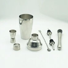 WILD DEER Bộ Bình Lắc Cocktail, 5 Bộ Pha Chế Rượu Cao Cấp Kèm Bình Lắc Và Muỗng Trộn, Cần Thiết Để Chế Tạo Đồ Uống Hoàn Hảo - Bạc - Xem 5