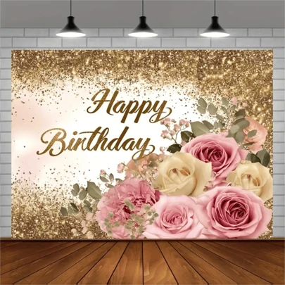 1pc Vibrant Pink Birthday Backdrop - Shimmering Glitter Dots & Floral Design - Perfect For Women Day Party Photoshoot & Instant Photo Booth Glam Decorations,Christmas