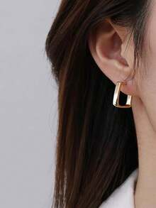 1 对金色方形耳环休闲万圣节 - 金色 - 查看 6