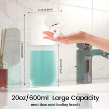 Foaming Soap Dispenser, CUNGSA 20oz/600ml Touchless Automatic Soap Dispenser Sensor Smart Foaming Hand Soap Dispensers Hand Free Countertop Soap Dispensers For Bathroom Kitchen ( 600ml) Kitchen Items Kitchen Accessories Kitchen Tools - White - View 3