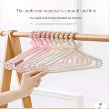 儿童珍珠衣架 小珍珠蝴蝶结衣架 优雅标准衣架 适合儿童、婴儿、宠物狗 (白色) 爱情情人节 - 粉色 - 查看 2