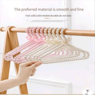 儿童珍珠衣架 小珍珠蝴蝶结衣架 优雅标准衣架 适合儿童、婴儿、宠物狗 (白色) 爱情情人节