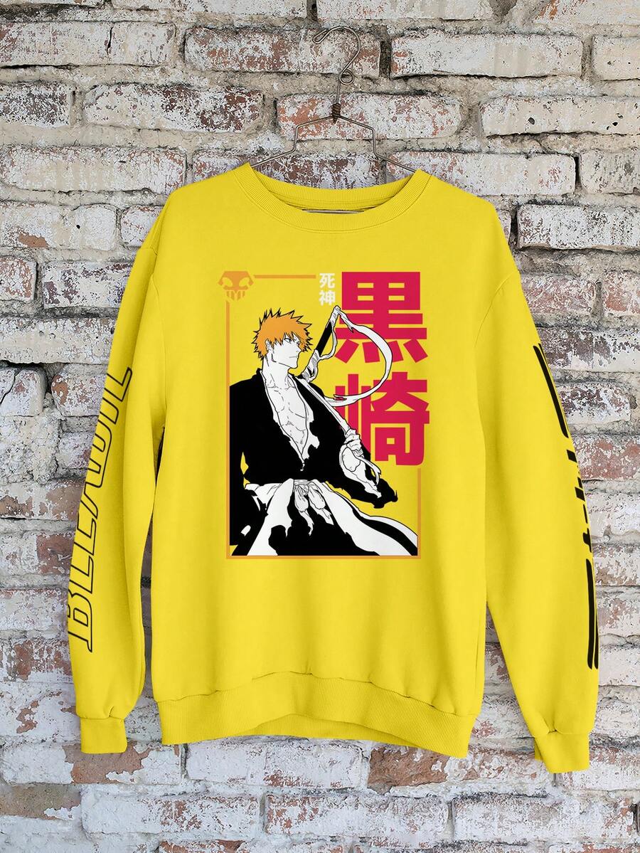 Blouse Moletom Bleach Kurosaki Ichigo Wiki Anime GOLA 1235 Fluxo FX - Màu vàng - Xem 1