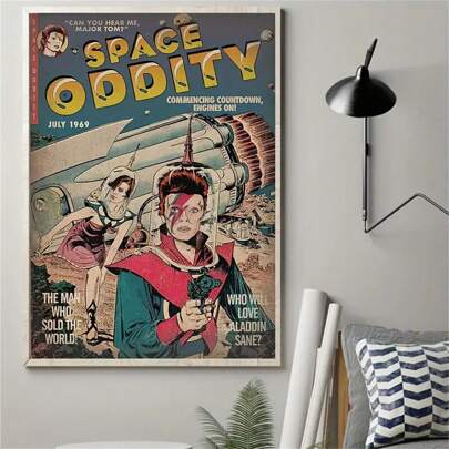 1pc Unframed Canvas Poster, Vintage Art, Abstract Nostalgic Retro Comic Art Canvas Poster, Ideal Gift For Bedroom Living Room Corridor, Wall Art, Wall Decor, Winter Decor, Room Decoration Gifts Birthday Graduation