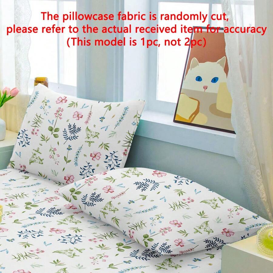 1 Peça Fronha de Almofada Lavada com Padrão Floral e de Planta, Capa de Almofada Macia com Zíper para Quarto, Roupa de Cama