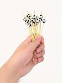 25/40 Stück, Schwarz-Weiß Fußball Cocktail Sushi Spieße, Einweg Obst Spieße, Cocktail Bambus Spieße, dekorative Zahnstocher, Holz-Thema Hochzeit Party Kuchen Appetizer Sandwich Desserts Bambus Spieße