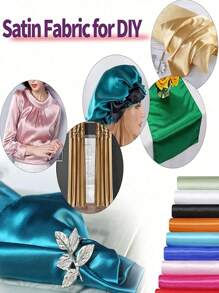 1pc Beige Solid Satin Fabric For DIY Hanfu Lining, Costume Lining, Gift Box Lining Suitable For Wedding, Birthday Party, Room Decoration