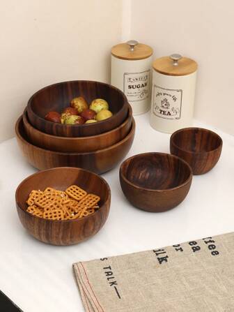 1pc Wooden Pattern Bowl,Kitchen,Christmas Gift,School Supplies