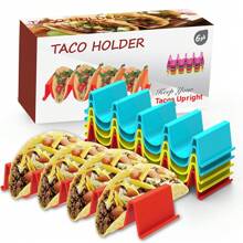 6pcs/12pcs/1pc Taco Holder Stand Set, Colorful Taco Tray Rack For Party, Premium Taco Bar Accessories Holds Up To 4 Tacos Each, Taco Plates Holder Dishwasher And Microwave Friendly