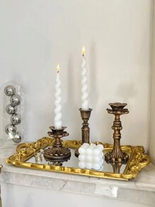 法式怀旧树脂烛台仿古仿铜家具摆件欧式家居复古壁炉餐桌装饰蜡烛台 - 古銅色 - 查看 1