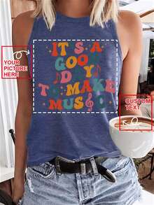 Camiseta de tirantes personalizada para mujer - Diseña tu propia camiseta de tirantes personalizada impresa agregando tus propias fotos (fotos familiares / selfie)