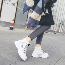 Women's Warm Winter Snow Boots BootsWaterproof Comfortable Combat Boots - trắng - Xem 4