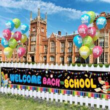 Chào mừng trở lại trường học Biểu ngữ trang trí lớn, Polyester Ngày đầu tiên đến trường Biển hiệu sân trường dành cho giáo viên, Hàng rào sân vườn ngoài trời Trang trí trong nhà - Nhiều màu - Xem 4