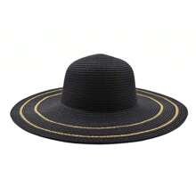 SOMBRERO PAMELA NEGRO CON LINEAS DORADAS - Negro - Ver 1