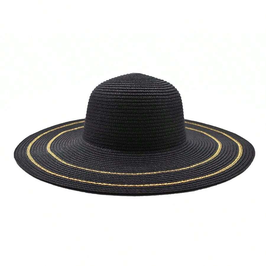 SOMBRERO PAMELA NEGRO CON LINEAS DORADAS - Negro - Ver 1