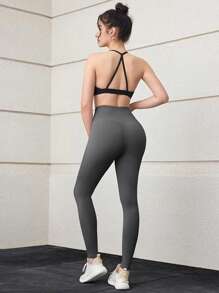 4pcs Women's High-Waisted Soft Yoga Pants Solid Color High Elastic Fashion All Seasons Leggings - 4004 - View 6