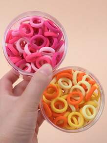 100 piezas Sujetadores de pelo elásticos altos para niños, bandas de pelo de colores de caramelo para niñas con coleta, accesorios para peinados diarios - Multicolor - Ver 7