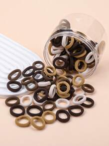 100 piezas Sujetadores de pelo elásticos altos para niños, bandas de pelo de colores de caramelo para niñas con coleta, accesorios para peinados diarios - Multicolor - Ver 9