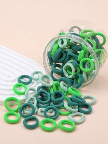 100 piezas Sujetadores de pelo elásticos altos para niños, bandas de pelo de colores de caramelo para niñas con coleta, accesorios para peinados diarios - Multicolor - Ver 8