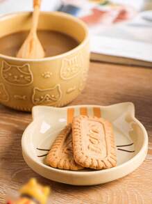 1 pieza Taza de cerámica adorable de gato navideño con tapa, taza de estudiante de dibujos animados de alta calidad para leche/avena para bebidas calientes o frías, regalo de cumpleaños/Navidad - Multicolor - Ver 3