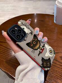 1 件毛绒怪兽猫图案柔软保护壳适用于 iPhone 15/15 Plus/15 Pro/15 Pro Max - 彩色 - 查看 5