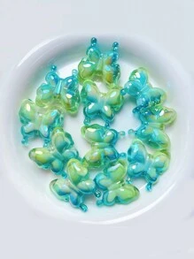 MXHAOYU 5pcs/Set Randomly Styled Gradual Color Coated Acrylic Butterfly Shaped Loose Beads Diy Bracelet, Hair Accessory, Keychain, Jewelry Making Material - Multicolor - View 10