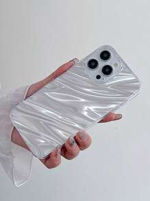 1 pieza Funda protectora compatible con iPhone X/Xs XR Xs Max 11 13 14 Plus 15 Pro Max, con patrón de ondas de agua, resistente a golpes - transparente - Ver 3