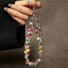 奢华水晶珠可拆卸腕带、手提包链、手机壳和钥匙链礼物，适合母亲、家人、朋友、生日、节日手机饰品、手机链 - 奢華水晶水滴手鍊 - 查看 14