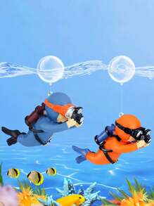 1 件潜水员设计水箱装饰、浮动鱼缸装饰、水下浮动装饰、水上相机潜水员景观装饰、鱼缸配件 - 彩色 - 查看 3