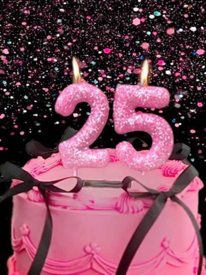 1pc New Pink Blue Decoration Powder Bright Shiny 0-9Numbers Birthday Cake Party Wedding Decoration Candle, Birthday Candle