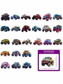 50张酷炫卡通赛车贴纸，个性化DIY超级跑车赛车贴花 - 多色 - 查看 9