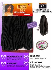 Nina Softex Original Dread Crochet Curly Hair Bundle 360 Grams 5 In 1 - Apricot - View 4
