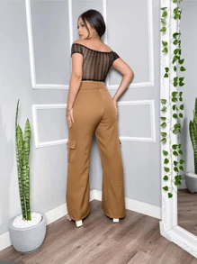 Women Pants - 鏽棕色 - 查看 2