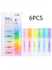 6PCS Deli S628 Marker Pen, Highlighter, Rough Marking Key Points, Taking Notes, Students Use Colored Pens For School - Multicolor - View 10