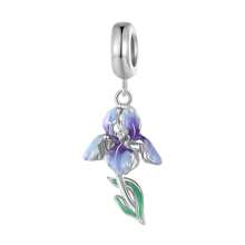 bamoer Bijou Bamoer en argent sterling 925 Charm de fleur de lotus en forme de cœur, avec étoiles violettes, lune et pendentif en zirconium. Convient pour les femmes, pour bricoler des bracelets, colliers. Idéal pour la Saint-Valentin