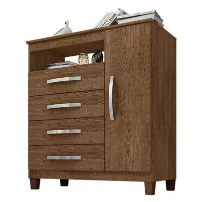 Cômoda Sapateira Cannes 1 Porta 4 Gavetas - SSX Multicoisas